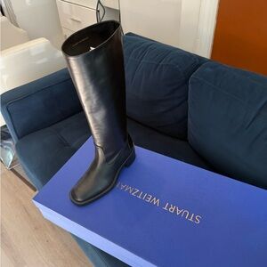 Stuart Weitzman Tall Black Leather Riding Boot